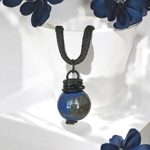 5 For $25💫Blue Leopard Ceramic Bead Pendant Necklace
